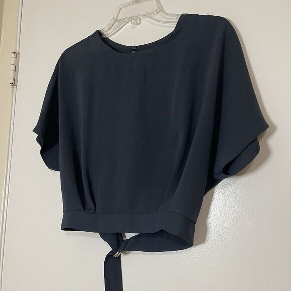 ASTR the label teal blue cropped belted cut out blouse top size small - Picture 3 of 6